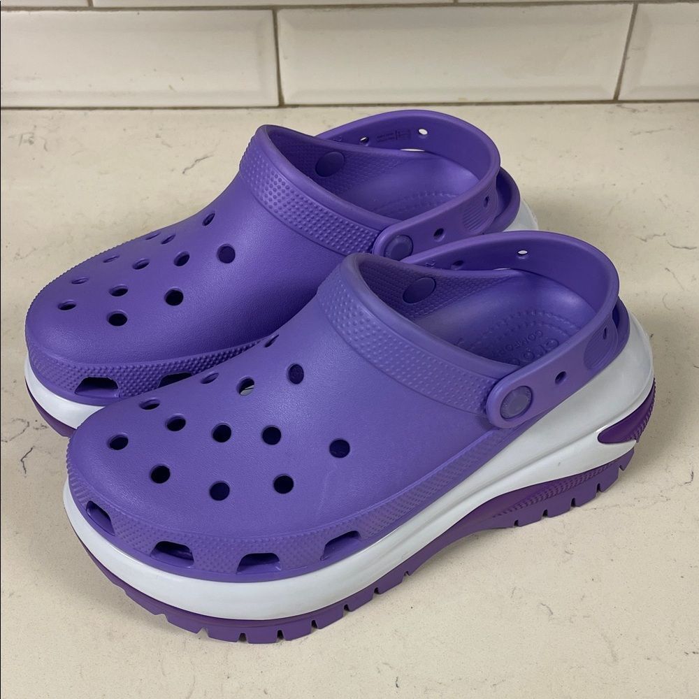 Crocs Mega Crush Clog Galaxy Purple Clogs with White Soles 207988 Size 8
